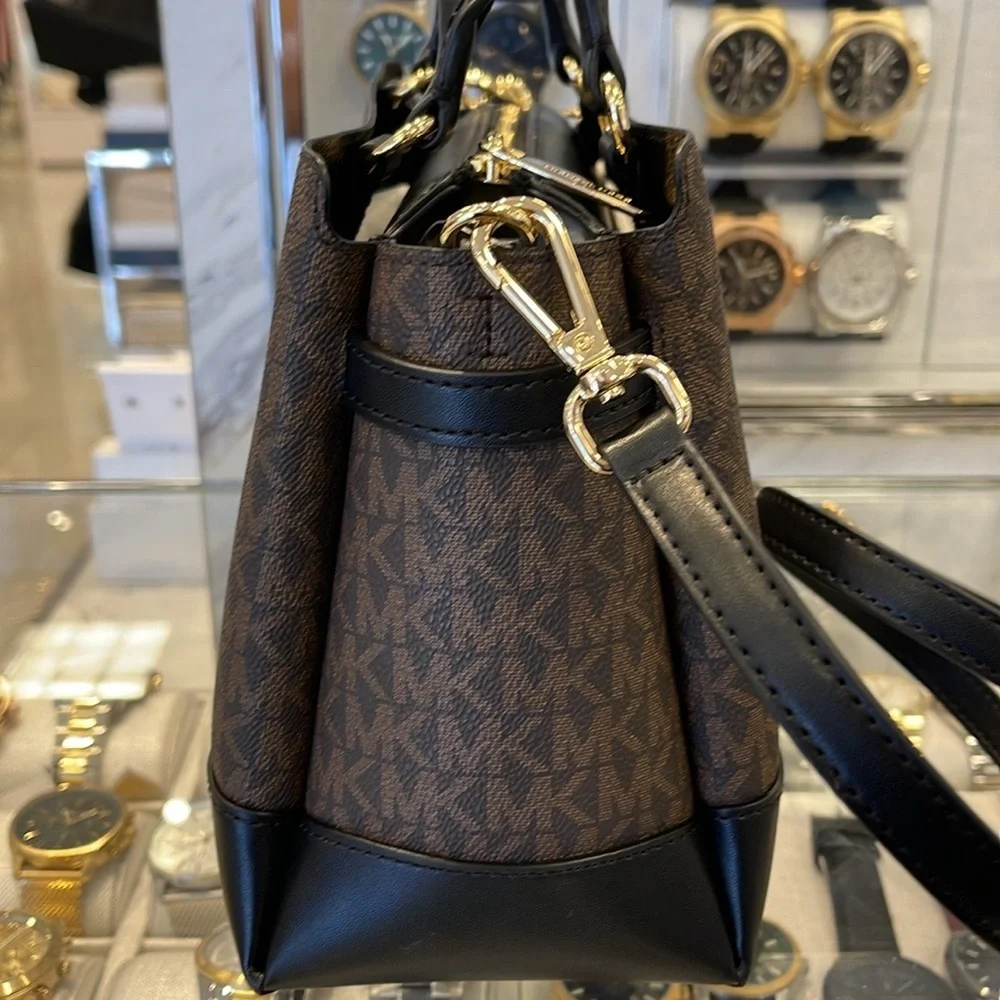 Michael Kors Reed Small Belted Logo Satchel Crossbody Center Zip Bag Purse  NWT